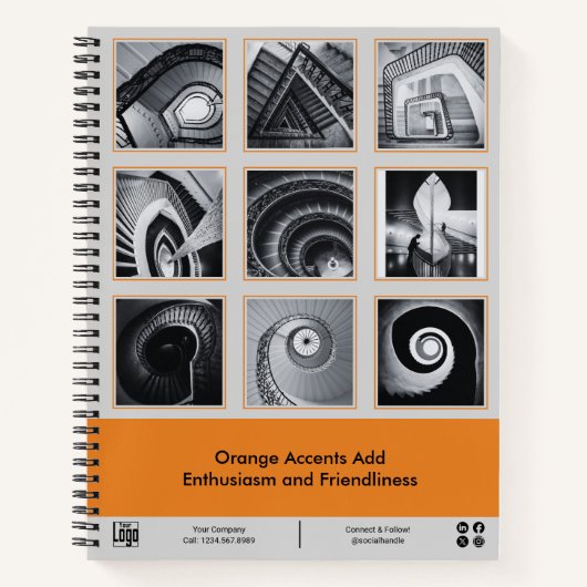 Foto Collage Gray Orange Small Business Notizblock (Vorderseite)