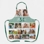 Foto Collage Green Monogram Schürze (Vorderseite)