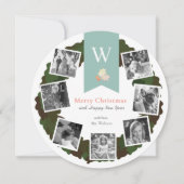 Foto Collage Greenerity Wreath White Holiday Card Einladung (Vorderseite)