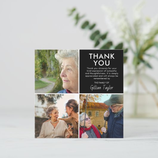 Foto Collage Grid Beerdigung Beileid Danke Karte (Stehend Vorderseite)