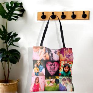 Foto Collage Grid Herzmonogramm Tasche