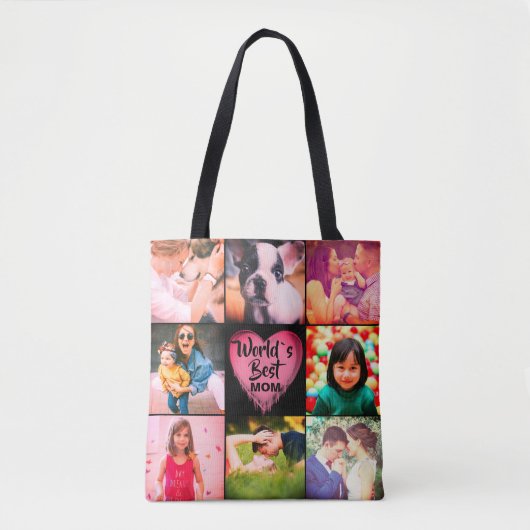Foto Collage Grid Herzmonogramm Tasche (Vorderseite)