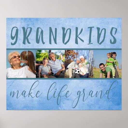 Foto Collage - Großkinder machen Life Grand Blue Poster (Vorne)