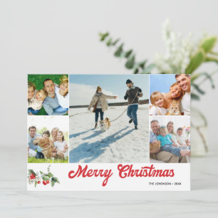 Foto-Collage Handgeschrieben Frohe Weihnachten Einladung