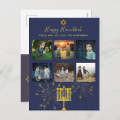 Foto Collage Hanukkah Postkarten Moderne Sparkler (Vorne/Hinten)