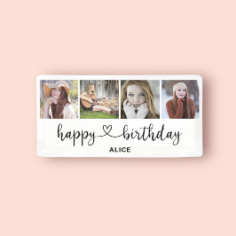 Foto Collage Happy Birthday Script Herzbanner Banner
