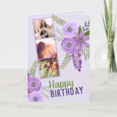 Foto Collage "Happy Birthday" Violet Lila Karte (Vorderseite)