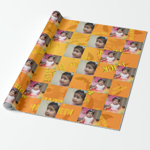Foto Collage Happy Halloween Wrapping Paper Geschenkpapier