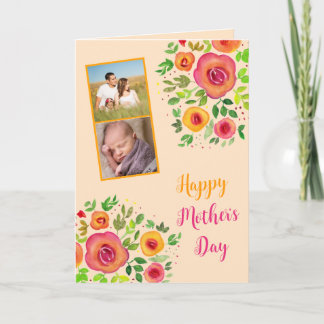 Foto Collage Happy Mother's Day" Helle Blume Karte