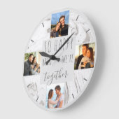 Foto Collage Happy Together Zitat Modernes Marmor Große Wanduhr (Winkel)