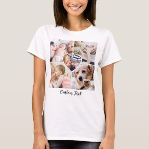 Foto Collage Heart der Familie mit Skript benutzer T-Shirt