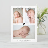 Foto Collage Hello Baby Geburtskarte Einladung (Stehend Vorderseite)