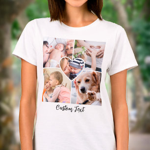 Foto-Collage Herzförmiges Bild Benutzerdefinierter T-Shirt