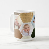 Foto Collage Hexagon | Vintages Muster Vier Bild Kaffeetasse (Vorderseite Links)