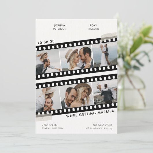 Foto Collage Hochzeit Einladung (Stehend Vorderseite)