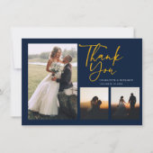 Foto Collage Hochzeit Hand-Buchstaben Dankeschön K Mitteilungskarte (Vorderseite)