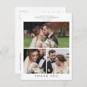 Foto Collage Hochzeit Minimalistisch Vielen Dank Postkarte