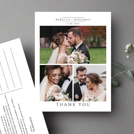 Foto Collage Hochzeit Minimalistisch Vielen Dank Postkarte