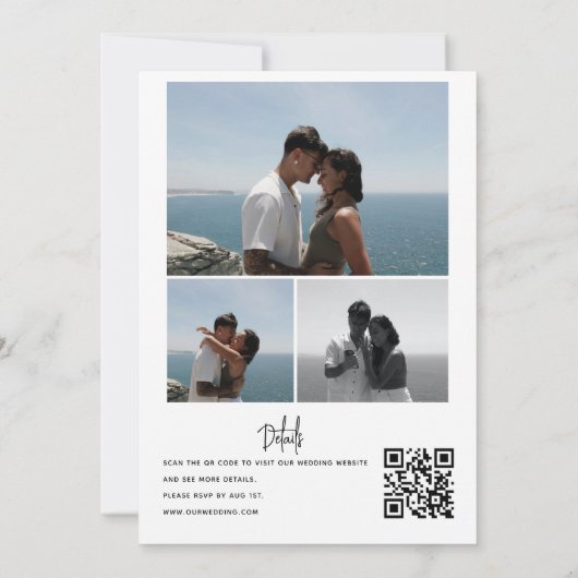 Foto-Collage-Hochzeit | QR-Code-Einladungen Einladung (Rückseite)