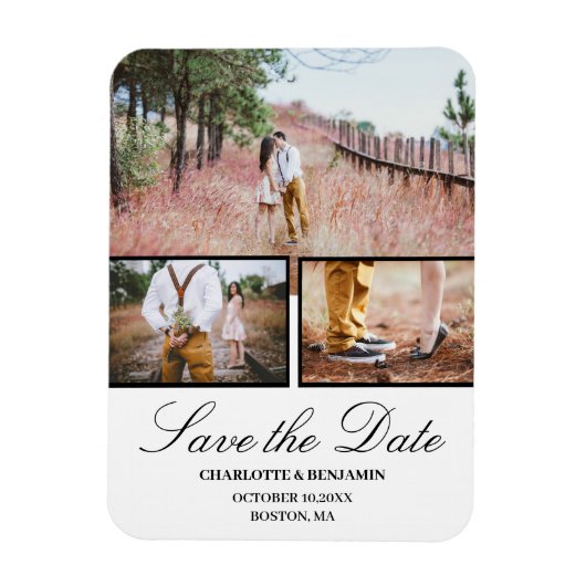 Foto-Collage Hochzeit Save The Date Magnet (Vertikal)