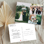 Foto Collage Hochzeit Vielen Dank Postkarte<br><div class="desc">Schöne Hochzeitsdankkarte mit drei Ihrer Lieblings-Hochzeitsfeier-Fotos. Eine preisgünstige Art,  sich zu bedanken und das Glück Ihres großen Tages mit Ihren Freunden und Ihrer Familie zu teilen.</div>