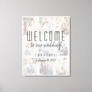 Foto-Collage Hochzeit Willkommens-Leinwand Leinwanddruck