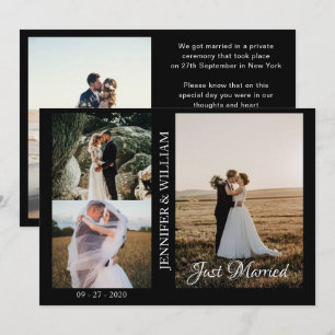 Foto-Collage Hochzeitsanzeige 'Just Married' Einladung
