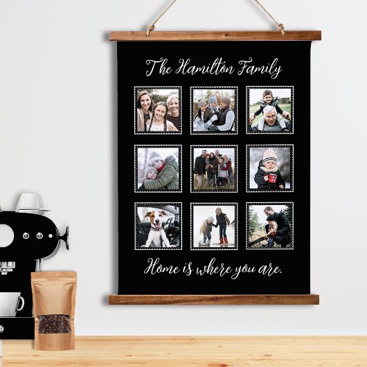 Foto Collage Holz Topped Wall Band der Familie Wandteppich Mit Holzrahmen