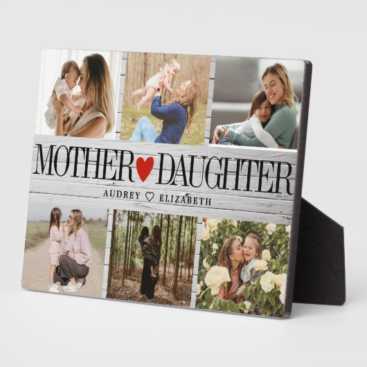 Foto Collage Holztextur Mutter Tochter Fotoplatte (Seite)
