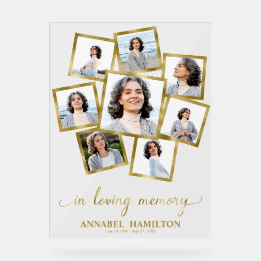 Foto Collage in Love Memory Memorial-Signatur Acrylschild (Vorderseite)