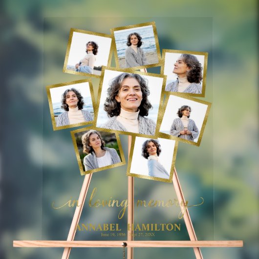 Foto Collage in Love Memory Memorial-Signatur Acrylschild (Neutral)