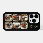 Foto Collage Initials Gold Black Elegante iPhone Hülle (Rückseite (Horizontal))
