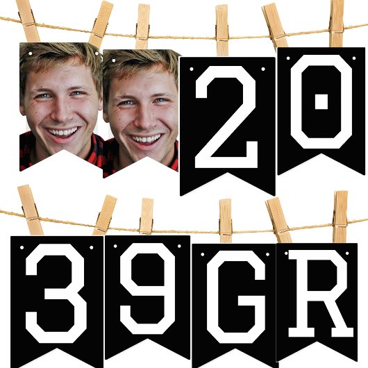 Foto Collage Jahr Graduate Black Party Banner