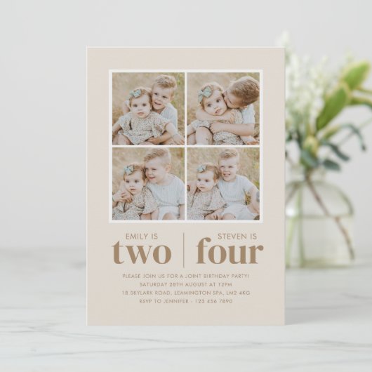 Foto Collage Joint Geburtstag Einladung (Stehend Vorderseite)