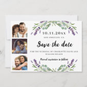 Foto Collage Lavendel florale Hochzeit Save The Date (Vorderseite)