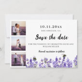 Foto Collage Lavendel lila Hochzeit Save The Date (Vorderseite)