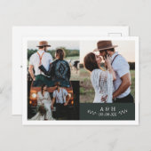 Foto Collage Leaf Monogram Wedding Dankeschön Kart Ankündigungspostkarte (Vorne/Hinten)