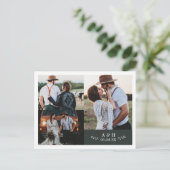 Foto Collage Leaf Monogram Wedding Dankeschön Kart Ankündigungspostkarte (Stehend Vorderseite)