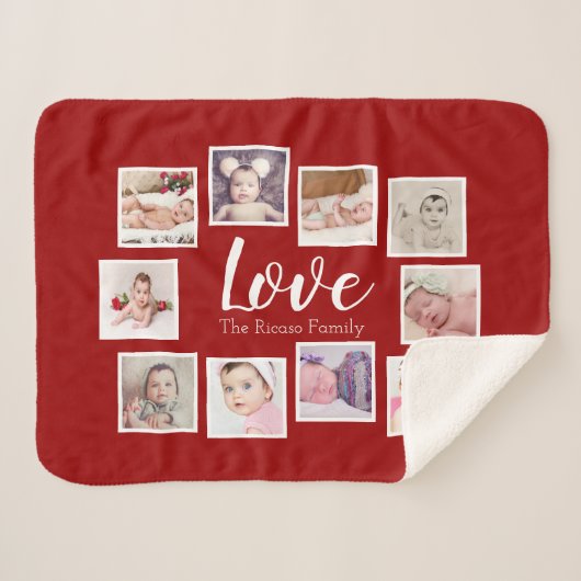 Foto Collage LIEBE als einzigartig Personalisiert Sherpadecke (Vorderseite (Horizontal))