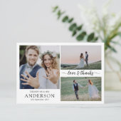 Foto Collage Liebe & Danke Hochzeit Dankeschön-Kar (Stehend Vorderseite)