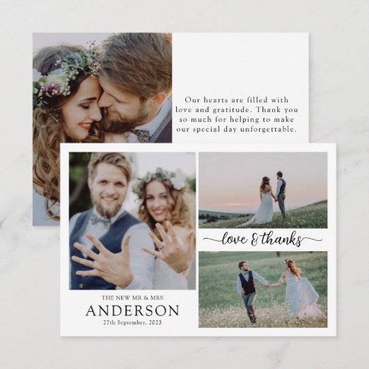 Foto Collage Liebe & Danke Hochzeit Dankeschön-Kar (Vorne/Hinten)