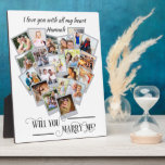 Foto Collage Liebe, die Sie heiraten Fotoplatte<br><div class="desc">Heart Shaped Foto Collage Plaque mit 20 Ihrer Lieblings-Fotos. Wird You Marry Me? in eleganter Wirbler Kalligraphie geschrieben und Ihre Fotos werden in quadratischer Form auf Momentaufnahme-Hintergründen in einer bildlichen Montage in Herzform dargestellt. Du kannst auch oben deinen personalisierten Text hinzufügen, wie z.B., ich Liebe dich mit meinem ganzen Herzen...</div>