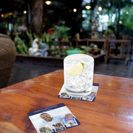 Foto Collage Marinebar Geburtstagsparty Rechteckiger Pappuntersetzer