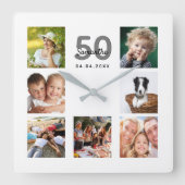 Foto-Collage Meilenstein für die Geburtstagsfamili Quadratische Wanduhr (Vorderseite)