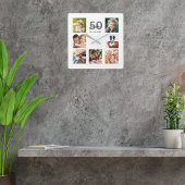 Foto-Collage Meilenstein für die Geburtstagsfamili Quadratische Wanduhr