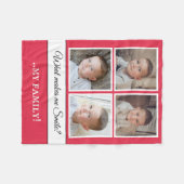 Foto Collage meine Familie weiß rot Fleecedecke (Vorderseite (Horizontal))