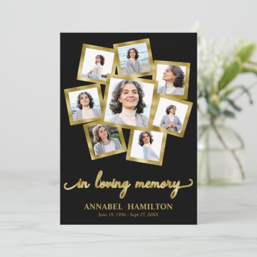 Foto Collage Memorial Beerdigungskarten für den Di Einladung (Stehend Vorderseite)
