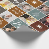 Foto Collage Merry & Bright Weihnachten Geschenkpapier (Ecke)