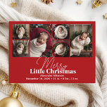 Foto Collage Merry Little Christmas Feiertagskarte<br><div class="desc">Feiern Sie die Ankunft Ihres Kleinen mit unserer Weihnachtsankündigung im Foto. Dieses elegante Design ermöglicht es Ihnen, die Freude an der Ankunft Ihres Neugeborenen während der Festsaison zu teilen und die Wärme von Weihnachten mit der Spannung der ersten Momente Ihres Babys zu verbinden. Die Ankündigung zeichnet sich durch eine wunderschöne...</div>