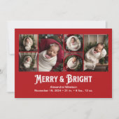 Foto Collage Merry und Bright Birth Ankündigung (Vorderseite)